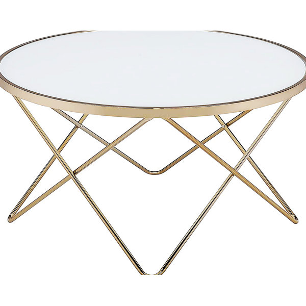 Mercer41 Nork Coffee Table, Glass Round Coffee Table, Living Room Table